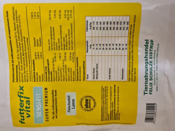 futterfix vital Hundefutter SENSI-FIT 15 kg